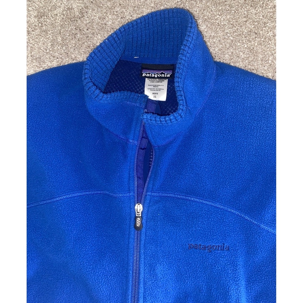 Patagonia Mens XL Retro Deep Pile Fleece Vest Blue Fleece Mesh Pockets Polyester